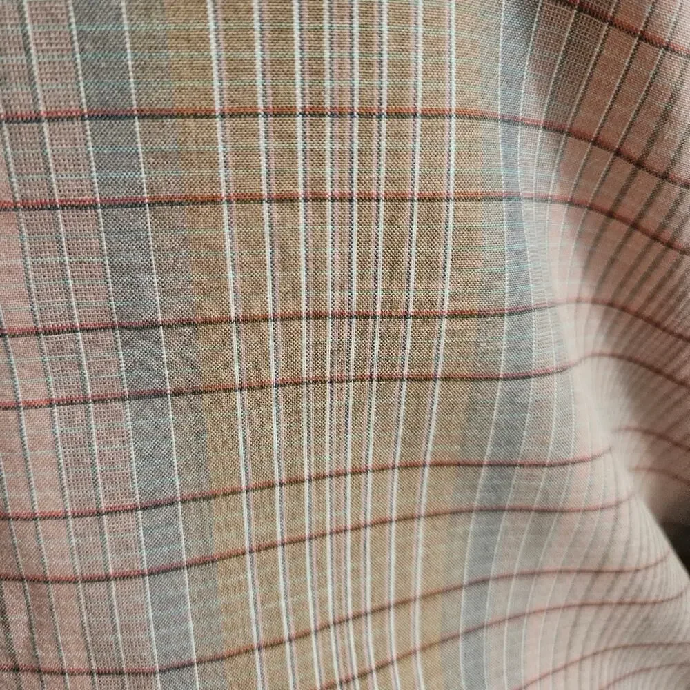 John Meyer Button Front Long Sleeve Pink Plaid Top Size 8‎ Career Country